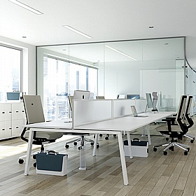 Linnea 6 Person A-Frame Rectangular Back to Back Sliding Top Bench Desks - Office Furniture