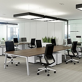 Linnea 6 Person A-Frame Rectangular Back to Back Sliding Top Bench Desks - Office Furniture