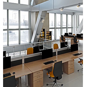 Linnea 6 Person A-Frame Rectangular Back to Back Sliding Top Bench Desks - Office Furniture