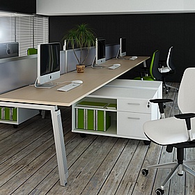 Linnea 6 Person A-Frame Rectangular Back to Back Sliding Top Bench Desks - Office Furniture