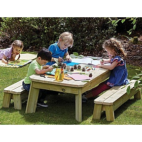 Adventure Tots Nursery Outdoor Toddler Rectangular Table and Bench Set