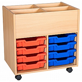 Folio Premium Library Double Column 8 Tray Mobile Book Trolley