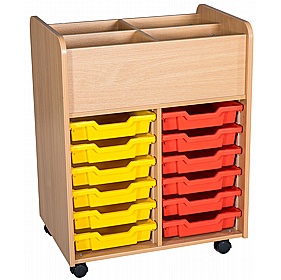 Folio Premium Library Double Column 12 Tray Mobile Book Trolley