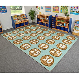 Large Numbers Log Placement Carpet - Education