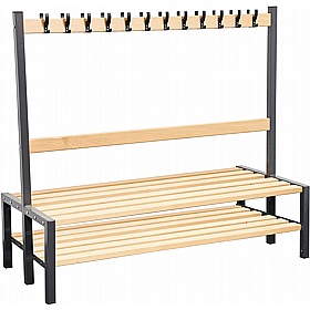 Veste Premium Double Sided Changing and Cloakroom Bench Seats with Hooks and Shoe Rack - Education