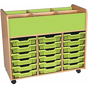 KubbyClass Mobile Library 18 Shallow Tray Storage with Top Storage