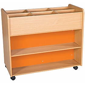 KubbyClass Mobile Library Double Sided Bookcase with Top Storage