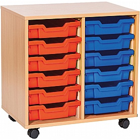 EduStore Double Column 12 Shallow Tray Storage