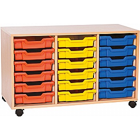 EduStore Triple Column 18 Shallow Tray Storage