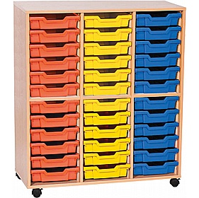 EduStore Triple Column 36 Shallow Tray Storage