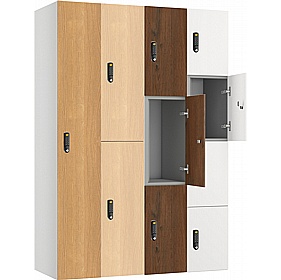 Pure Shield Antibacterial MFC Wood Effect Door Lockers with Digital Combination Lock