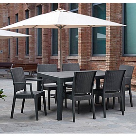 Canterbury Rattan Rectangular Polypropylene Bistro Table - Office Furniture