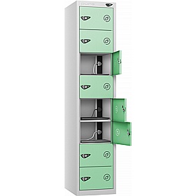 Pure Power 8 Compartment Laptop and Tablet Charging Lockers with Hasp and Staple Lock - Lockers & Cloakroom