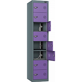 Pure Power 8 Compartment Laptop and Tablet Charging Lockers with Hasp and Staple Lock - Lockers & Cloakroom