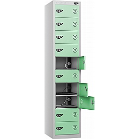 Pure Power 10 Compartment Laptop and Tablet Charging Lockers with Hasp and Staple Lock - Lockers & Cloakroom