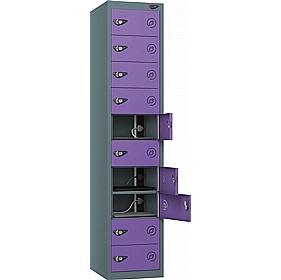 Pure Power 10 Compartment Laptop and Tablet Charging Lockers with Hasp and Staple Lock - Lockers & Cloakroom