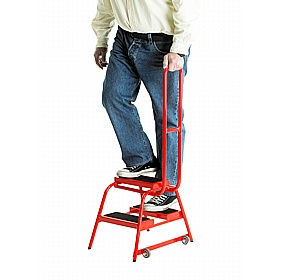 Steptek Wheelalong Two Step Portable Steps with Grab Handle - Access Equipment