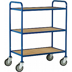 Loadtek 3 Shelf Tray Trolleys with Fixed Plywood Trays