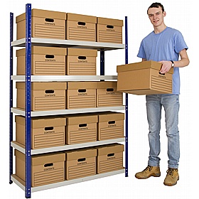 Clicka 265kg Archiving Storage Shelving Bay with Archiving Boxes