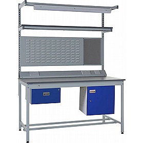 Industro Express Square Tube Workbench Storage Kit with Louvre Panel and Overhead Lighting