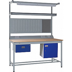 Industro Express Square Tube Workbench Storage Kit with Louvre Panel and Overhead Lighting - Workshop
