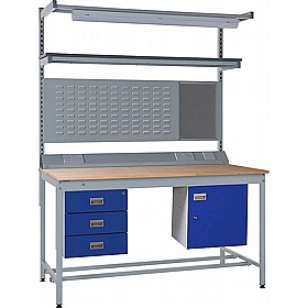 Industro Express Square Tube Workbench Storage Kit with Louvre Panel and Overhead Lighting - Workshop