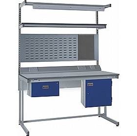 Industro Express Cantilever ESD Workbench Storage Kit with Louvre Panel and Overhead Lighting