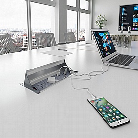 Spectra Arrowhead D-End Meeting and Boardroom Tables with Power - Office Furniture