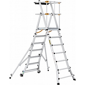 Climb-It Aluminium Telescopic Large Platform Folding Steps with Lifting Gate