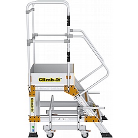 Climb-It Aluminium Mobile Steps with Safety Lock and Gates - Access Equipment