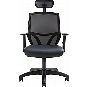 Evo Mesh & Top Leather Executive Office Chair with Pocket Sprung Seat - Office Furniture