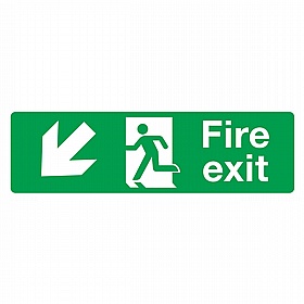 Fire Exit Down Left Rigid Plastic Signs