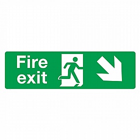 Fire Exit Down Right Rigid Plastic Signs