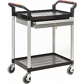 ProPlaz Plastic Shelf Trolley with Steel Drawer Storage