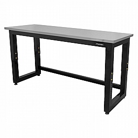 Premier Heavy Duty Height Adjustable Stainless Steel Top Workbench - Workshop
