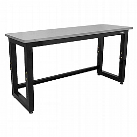 Premier Heavy Duty Height Adjustable Stainless Steel Top Workbench