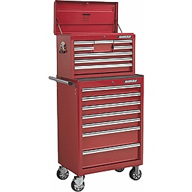 Superline Pro 15 Drawer Topchest & Rollercab Combination Tool Chests with 148pc Tool Kit