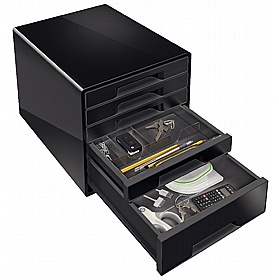 Leitz Noir 5 Drawer Desktop Cabinet - Office Furniture