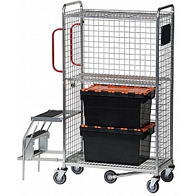 Comod 3 Sided Multifunctional Picking Trolley with Fitted Fold Away Steps