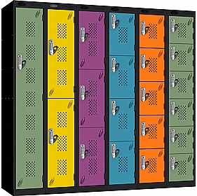 Stellar Probe Equinox Antibacterial Perforated Door Lockers with Digital Combination Lock