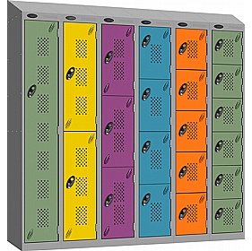 Stellar Probe Equinox Antibacterial Sloping Top Perforated Door Lockers with Hasp and Staple Lock
