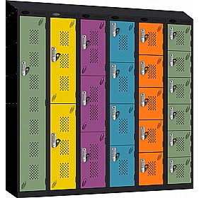 Stellar Probe Equinox Antibacterial Sloping Top Perforated Door Lockers with Digital Combination Lock