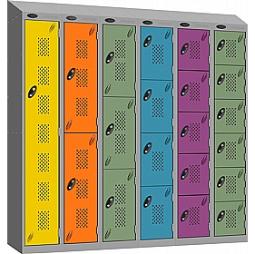 Stellar Probe Equinox Antibacterial Sloping Top Perforated Door Lockers with Coin Return Lock