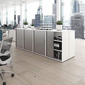 Contract Plus Wooden Tambour Office Cupboards - Office Furniture