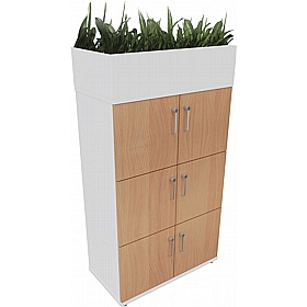 Contract Plus 6 Person Wooden Office Lockers With Planter