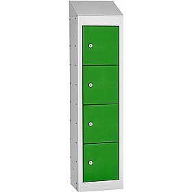 Stellar Probe Antibacterial Sloping Top 4 Compartment Personal Effects Lockers with Cam Lock - Lockers & Cloakroom