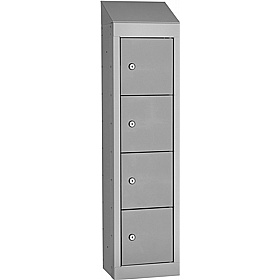 Stellar Probe Antibacterial Sloping Top 4 Compartment Personal Effects Lockers with Cam Lock - Lockers & Cloakroom