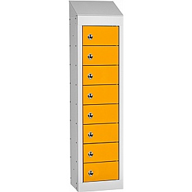 Stellar Probe Antibacterial Sloping Top 8 Compartment Personal Effects Lockers with Hasp and Staple Lock - Lockers & Cloakroom