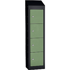 Stellar Probe Equinox Antibacterial Sloping Top 4 Compartment Personal Effects Lockers with Cam Lock