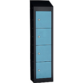 Stellar Probe Equinox Antibacterial Sloping Top 4 Compartment Personal Effects Lockers with Cam Lock - Lockers & Cloakroom